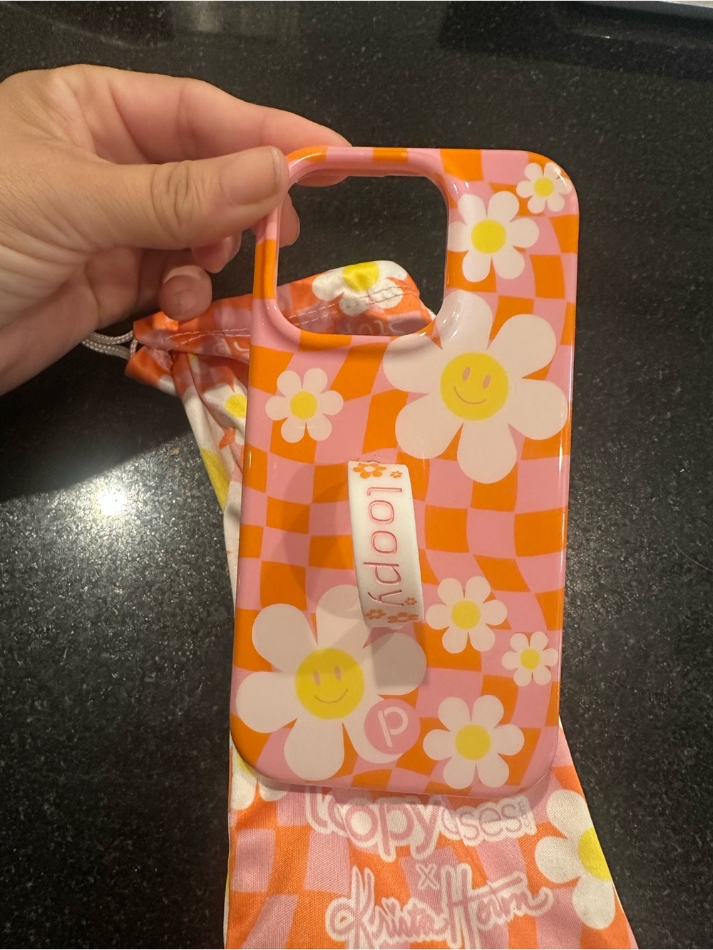 iPhone 14 Pro Happy Daisy Pink & Orange Phone Case with Grip